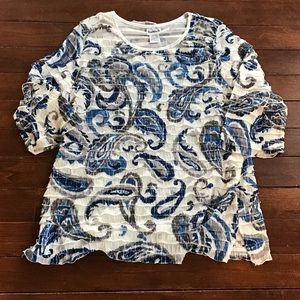 Bon Worth ruffle top with pretty paisley print